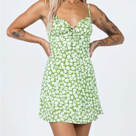 Princess Polly TASMIN MIni Dress - Green Floral - Picture 6 of 7